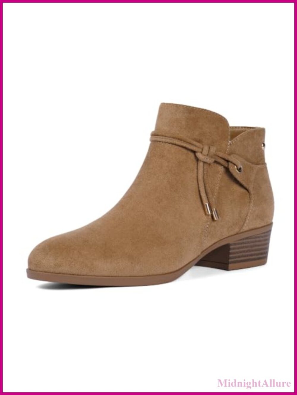 Women's Faux Suede Ankle Boots Round Toe Low Heel Side Zipper